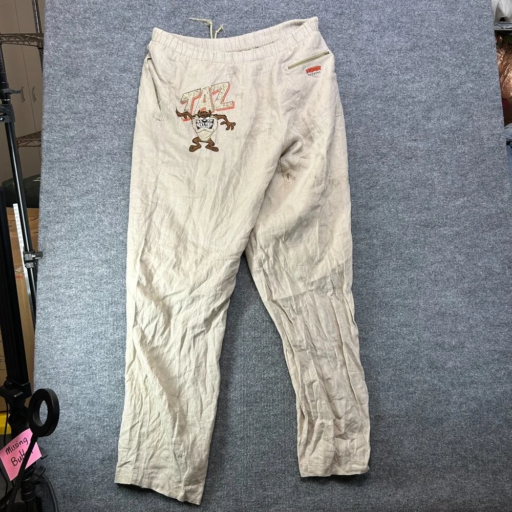 Vintage Iceberg History Taz Linen Blend Pants Men's Drawstring Trousers -‎ 37x35